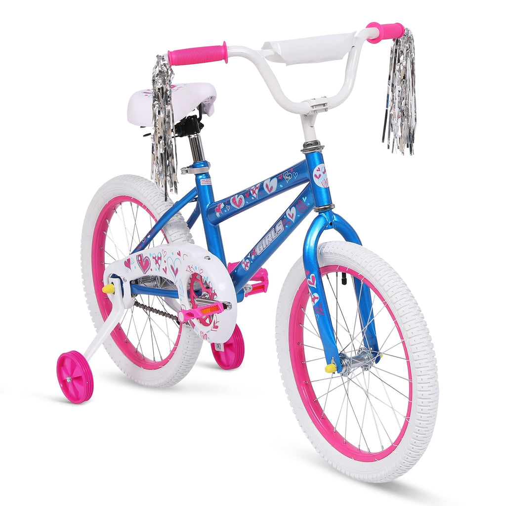 Redsmile 18 in. Kids Bike with Training Wheels, Bicycle for Girls and Boys Ages 3-8 Years, Blue