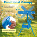 Redsmile 2-Seater Kids Patio Swing with Metal Stand and Adjustable Canopy - Blue - Backyard Play - Outdoor Fun
