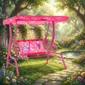 Redsmile 2-Seater Kids Patio Swing with Metal Stand and Adjustable Canopy - Pink - Backyard Play - Outdoor Fun