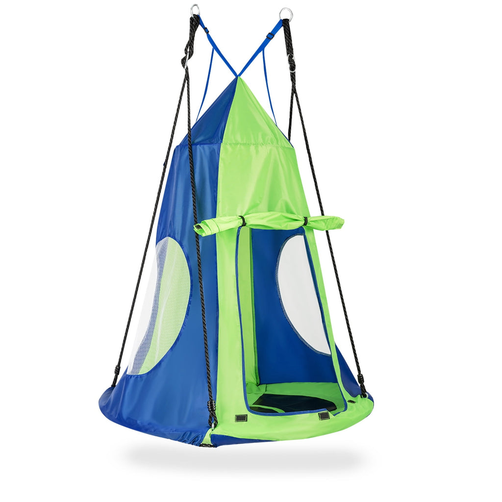 Redsmile 2-in-1 40 Inch Kids Hanging Chair Detachable Swing Tent Set 330 lbs Capacity Indoor Outdoor Play - Green