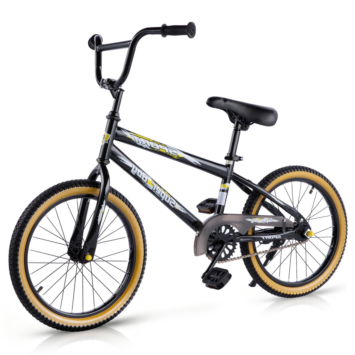 Redsmile 20 Inch Kids Bike, BMX-Style Boys and Girls Bicycle, Ages 6-12, Black/Yellow