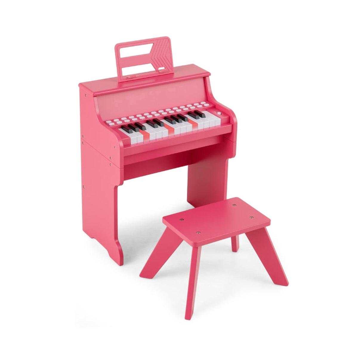 Redsmile 25-Key Kids Piano Keyboard with Wooden Cabinet and Music Stand for Kids and Toddlers Age 3 and Up to Start Learning, Pink