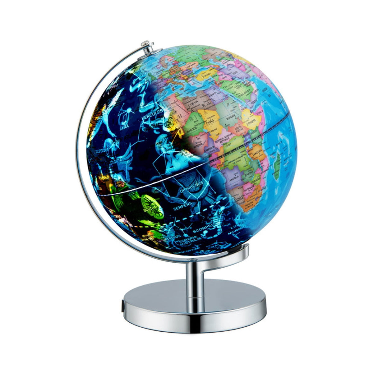 Redsmile 3-in-1 Illuminated World Globe for Kids, 9 Inch Educational Globe with Stand, 88 Constellations, Night Light and 190+ Countries, Learning Gift for Boys and Girls, Christmas Gift, Blue