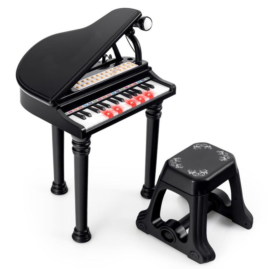 Redsmile 31-Key Kids Piano Keyboard with LED Light-Up Keys and Microphone for Beginners and Young Musicians, Black