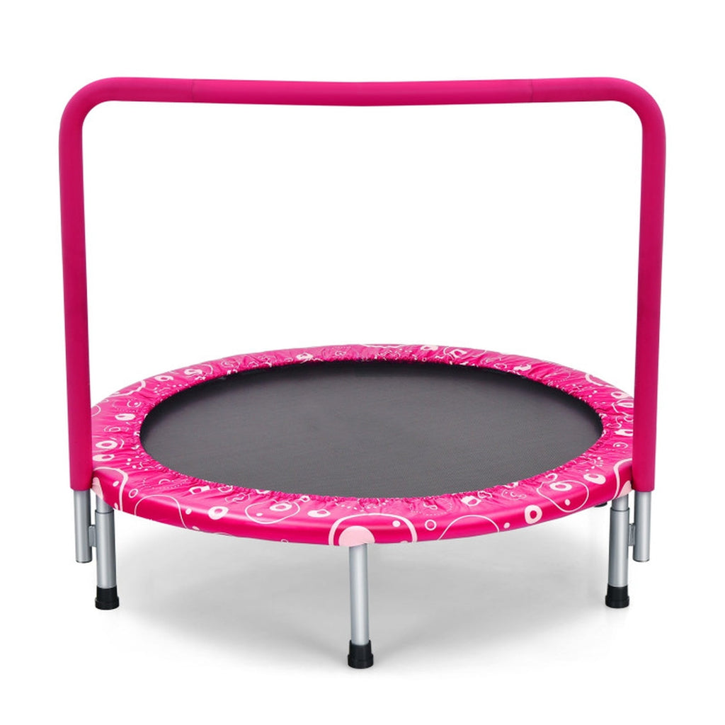 Redsmile 36 Inch Kids Trampoline Mini Rebounder with Full Covered Handrail, Pink