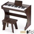 Redsmile 37-Key Kids Wooden Digital Piano with Bench, Music Book Stickers, Educational Keyboard Toy for Toddlers 3-8