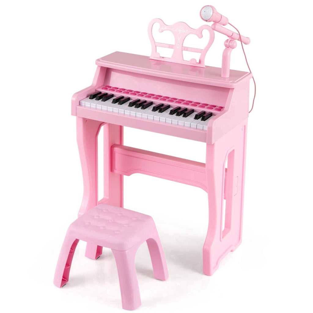 Redsmile 37-Key Kids Piano Keyboard with Microphone and Stool for Toddlers and Beginners Ages 3 and Up, Pink