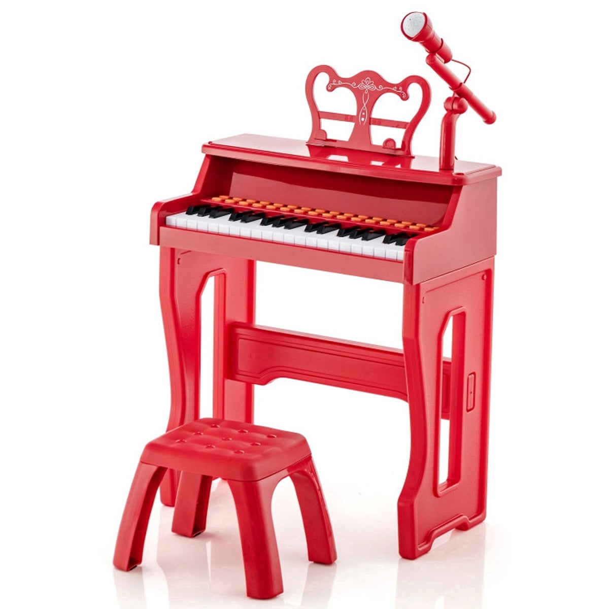 Redsmile 37-Key Kids Piano Keyboard with Microphone and Stool for Toddlers and Beginners Ages 3 and Up, Red