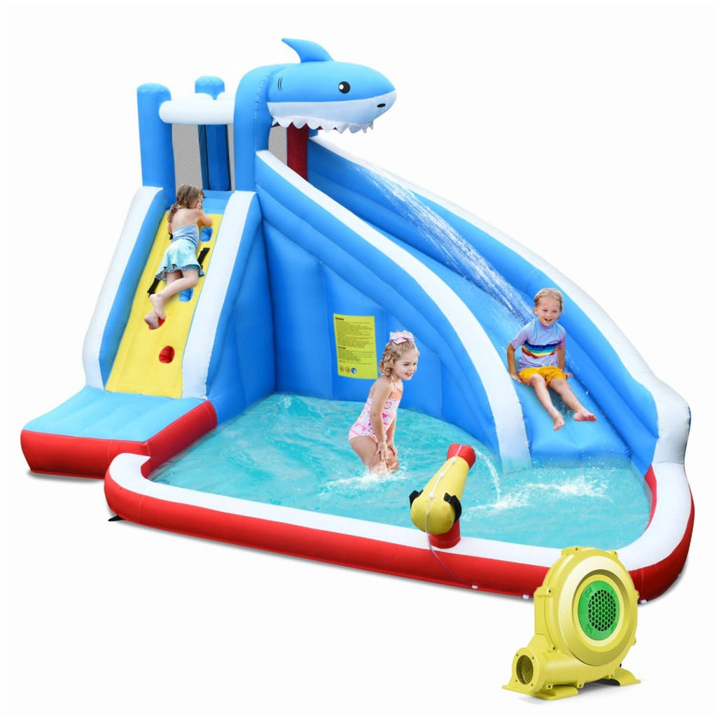 Redsmile 4-in-1 Inflatable Water Slide Park with Splash Pool Climbing Wall Water Cannon for Kids Aged 4-12 Outdoor Backyard Water Play - Multicolor