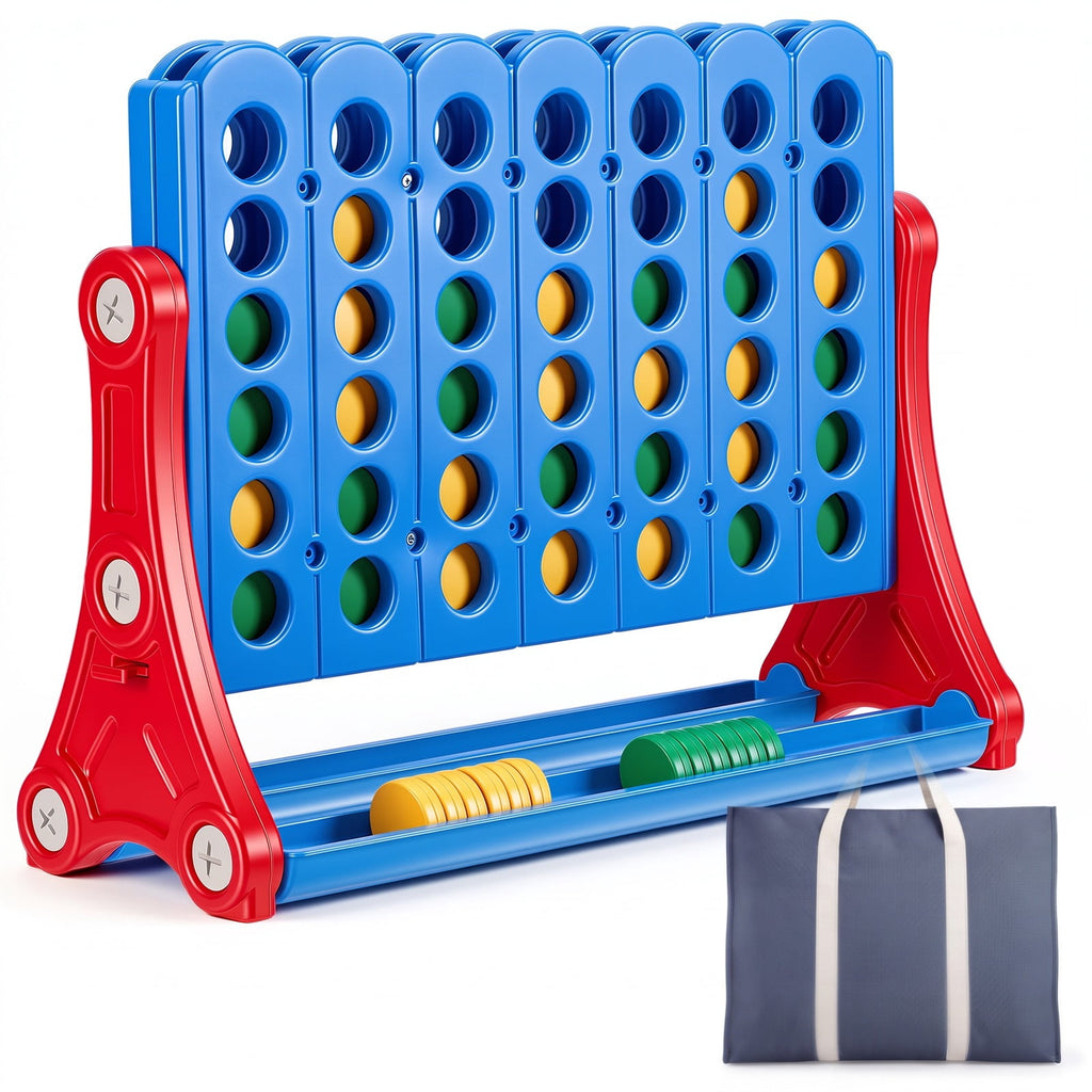 Redsmile 4 in a Row Game with 42 Chips and Carry Bag, Tabletop Strategy Game for Family Game Nights and Outdoor Parties