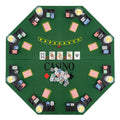 Redsmile 48 Inch 8-Player Foldable Poker Table Top with Carrying Bag, Portable Round Card Game Table Topper with 8 Cup Holders and Chip Trays for Texas Holdem Home Party, Green