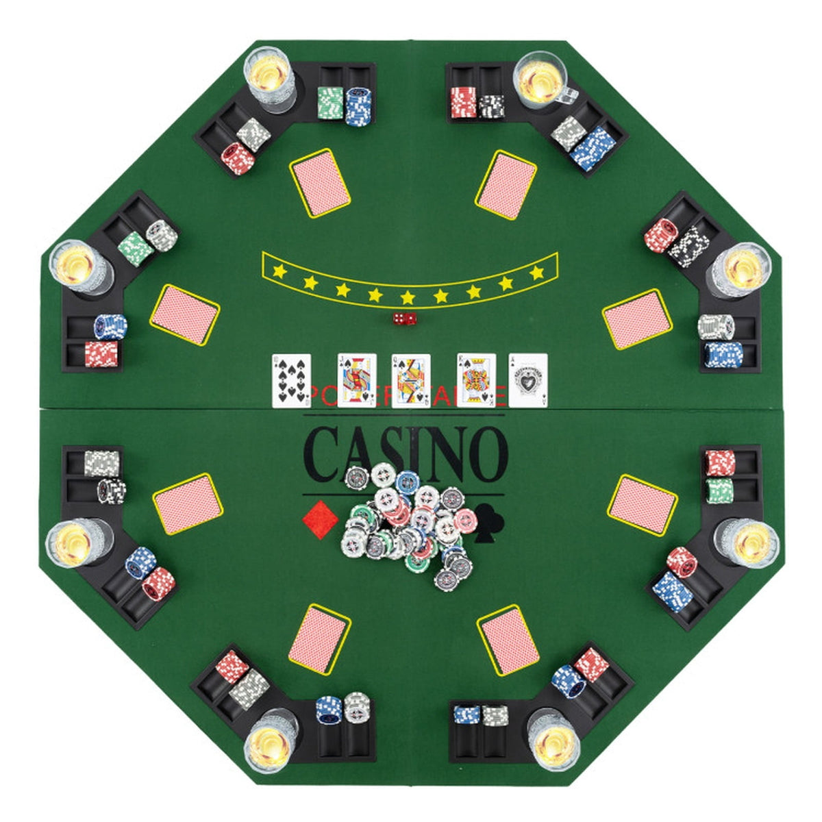 Redsmile 48 Inch 8-Player Foldable Poker Table Top with Carrying Bag, Portable Round Card Game Table Topper with 8 Cup Holders and Chip Trays for Texas Holdem Home Party, Green