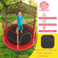 Redsmile 55 Inch Kids Recreational Trampoline Bouncing Jumping Mat with Enclosure Net - Red - Outdoor Recreation