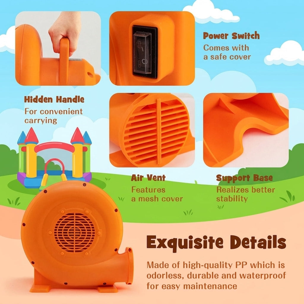 Redsmile 550W Air Blower (0.7HP) for Inflatables with 25 feet Wire and GFCI Plug - Powerful Inflation Fan for Bounce House Castle Water Slide