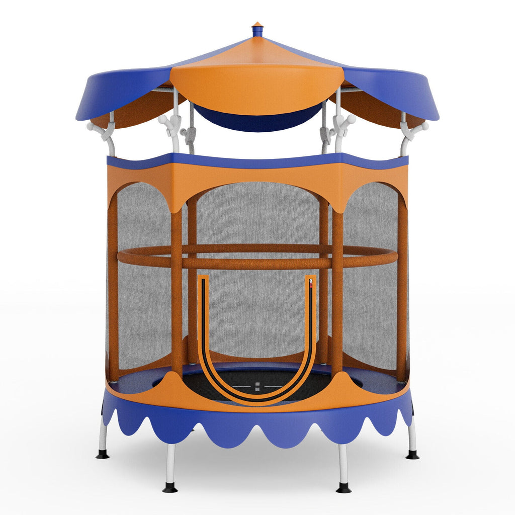 Redsmile 64 Inch Kids Trampoline with Detachable Canopy and Safety Enclosure Net-Orange - Premium PE Safety Enclosure for Kids Outdoor Play