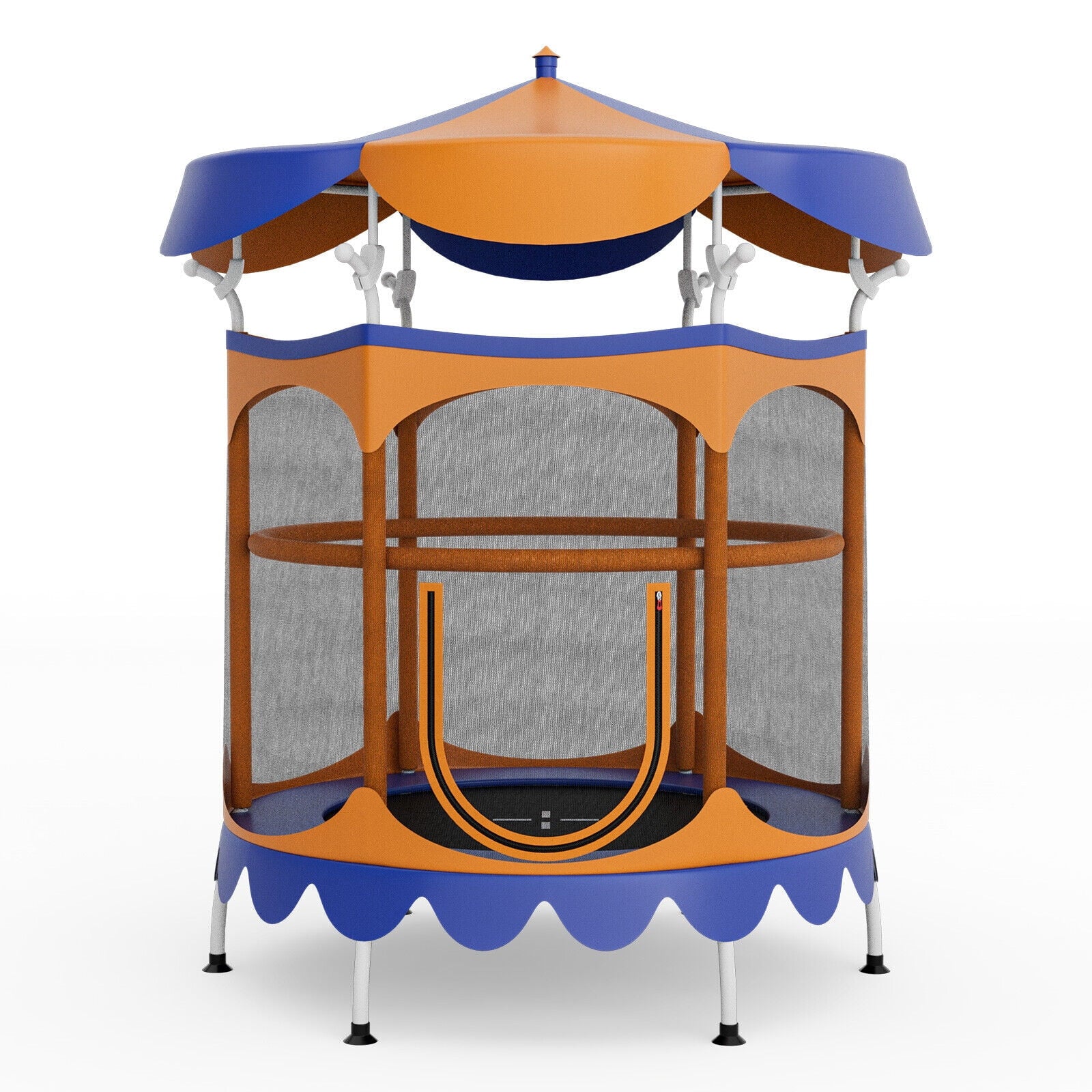 Redsmile 64 Inch Kids Trampoline with Detachable Canopy and Safety Enclosure Net-Orange - Premium PE Safety Enclosure for Kids Outdoor Play