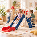 Redsmile 7-in-1 Toddler Slide and Climber Set with Basketball Hoop, Golf Set and Telescope, Foldable Indoor Outdoor Kids Slide Playset for Backyard and Playroom