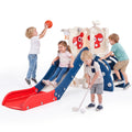 Redsmile 7-in-1 Toddler Slide with Climber and Basketball Hoop, Foldable Indoor Outdoor Kids Slide Playset with Golf Set