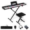 Redsmile 88-Key Electric Keyboard Piano with Adjustable Stand, Stool, Sustain Pedal and Carrying Bag, Full-Size Digital Piano Set for Beginners, Black