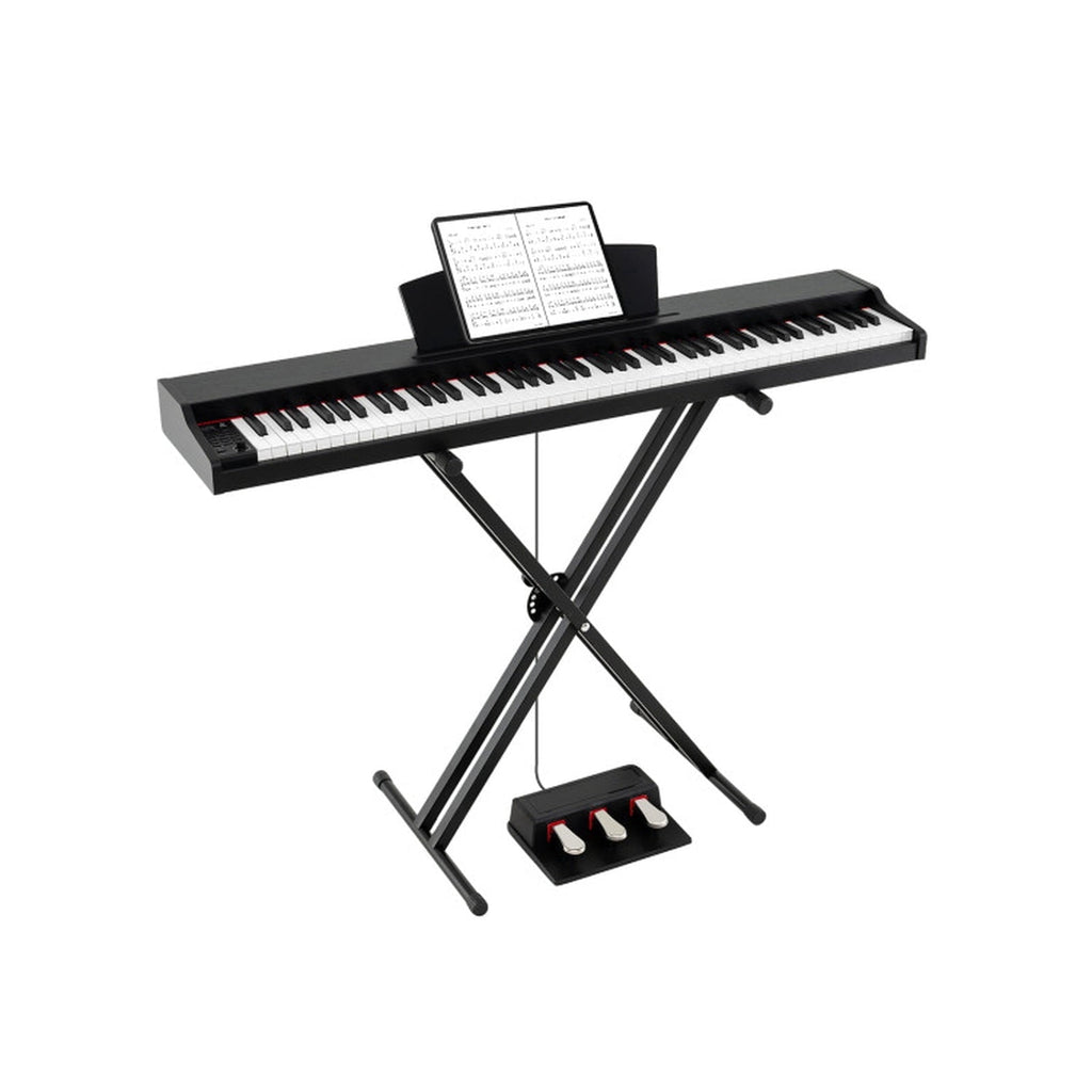 Redsmile 88-Key Electronic Keyboard Piano Set with Adjustable Stand and Dual Speakers for Beginners to Practice at Home or on a Tabletop, Black