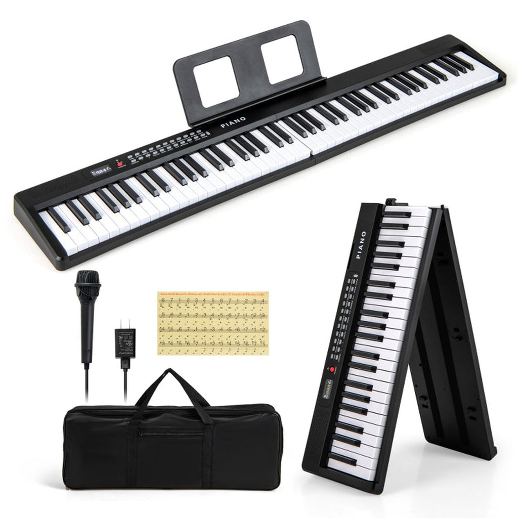 Redsmile 88 Key Foldable Digital Piano Keyboard with Wireless MIDI Dual Speakers and 1000 Rhythms for Beginners, Black