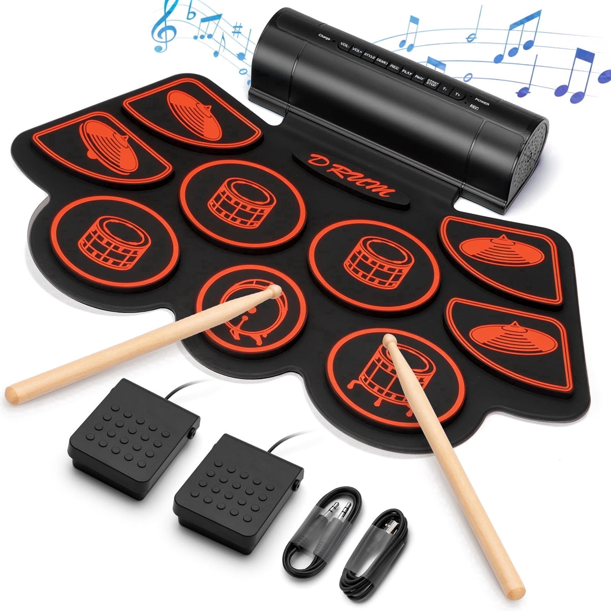 Redsmile Electronic Drum Set Kit with 9 Pads and Dual Speakers for Kids and Adults,Portable Practice Kit for Beginners