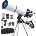 Redsmile Telescope for Adults and Kids, 80mm Aperture 500mm Refractor Telescope for Beginners, High Powered 20x to 50x Astronomy Optics, AZ Mount Tripod, Portable for Moon, Stargazing, Birding, White