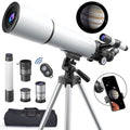 Redsmile Telescope for Adults Astronomy Beginners80mm Aperture 500mm Refractor Telescope with AZ Mount Tripod and 2 Eyepieces20x to 50x Magnification for Moon ViewingWhite