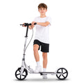 Redsmile Folding Kick Scooter with 8-Inch PU Wheels, 4-Level Adjustable Handlebar and Hand Brake for Everyday Riding, White