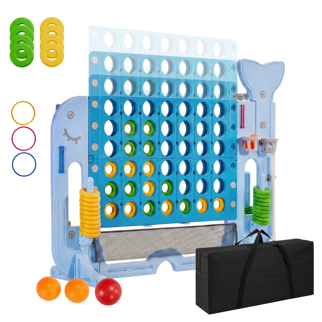 Redsmile Giant 4 in a Row Game Set, 4-in-1 Outdoor Yard Games for Kids Adults with Ring Toss, Basketball, Golf, 4-Level Adjustable Height, Family Backyard Party Games