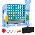 Redsmile Giant 4 in a Row Yard Game Set, 4-in-1 Outdoor Games for Kids and Adults with Basketball Hoop, Golf and Ring Toss, Adjustable Height Lawn Game for Backyard Party, Blue