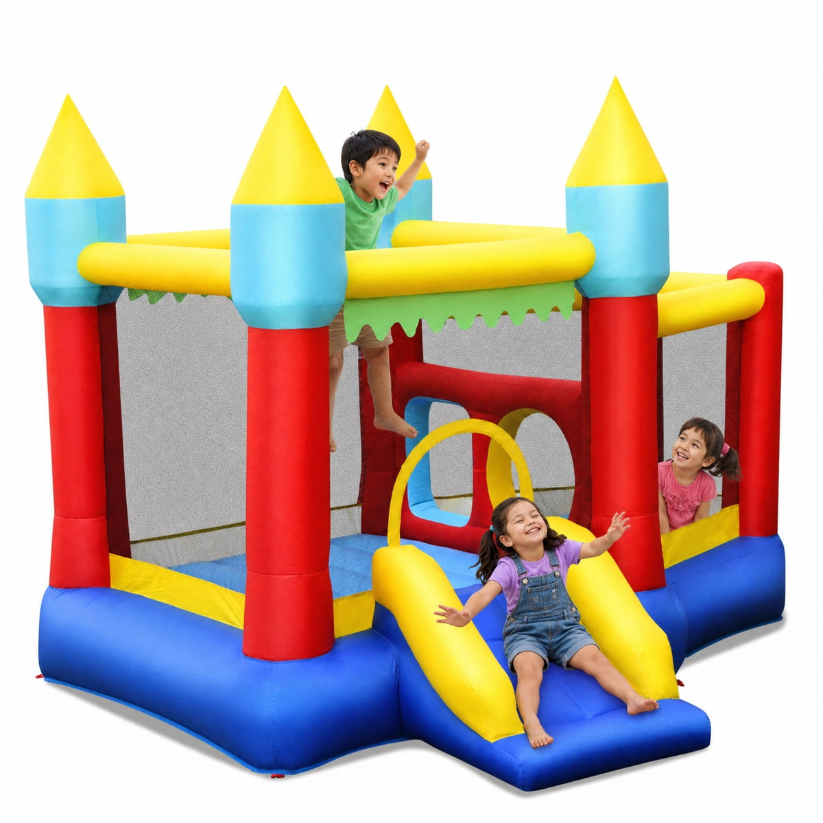 Redsmile Inflatable Bounce House with Slide, Kids Jumping Castle with 100 Ocean Balls and Basketball Hoop for Ages 3-10, Bounce House for Kids Boys Girls, ASTM Certified (Without Blower)