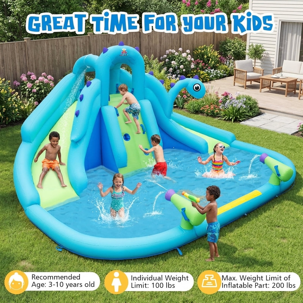 Redsmile Inflatable Water Slide with Dual Slides and Large Splash Pool (Without Blower) - Multicolor