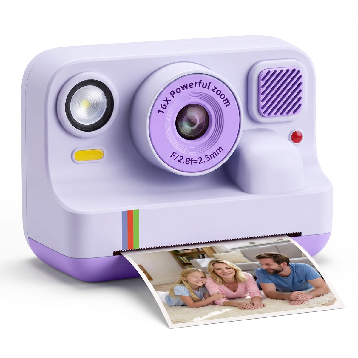 Redsmile Kids Instant Print Camera with Dual Lenses, 1080P Video, 2.4-Inch Screen, 32GB Card and USB-C Charging, Purple