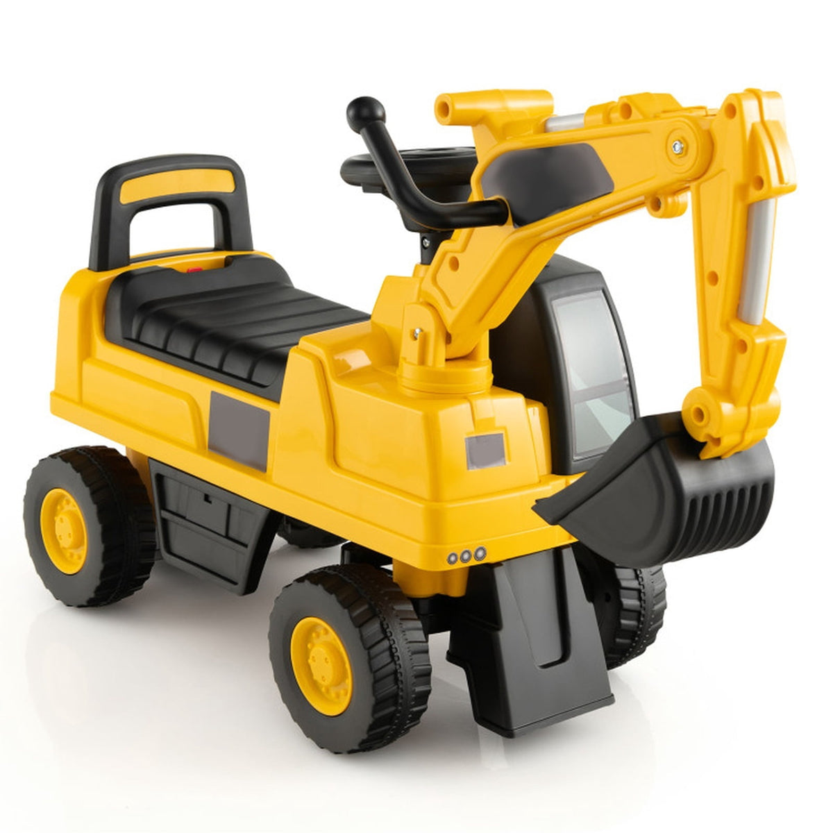 Redsmile Kids Ride On Digger Excavator Toy for Toddlers, Licensed CAT Sit-On Construction Vehicle with Working Shovel Arm, Foot-to-Floor Push Ride-On, Holds 55 lbs, Yellow