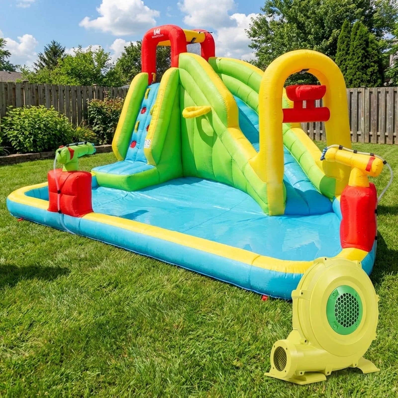 Redsmile Outdoor Inflatable Water Bounce House with 480W Blower - Multicolor - Kids Birthday Party - Backyard Fun