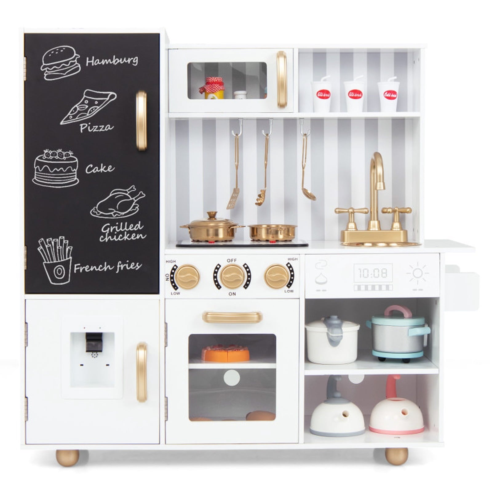 Redsmile Play Kitchen,Wooden Kids Kitchen Playset with Dish Washable Machine,Oven,Realistic Lights and Sounds,Pretend Play Toy Kitchen Gift for Girls Boys Ages 3-10,White