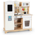 Redsmile Play Kitchen,Wooden Kids Kitchen Playset with Ice Maker,Oven,Realistic Lights and Sounds,Pretend Play Toy Kitchen,Gift for Girls Boys Ages 3-10,White