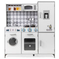 Redsmile Play Kitchen,Wooden Kids Kitchen Playset Washing Machine, Oven, Ice Maker with Realistic Lights and Sounds,Pretend Play Toy Kitchen Gift for Girls Boys Ages 3-10,White