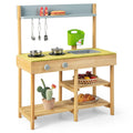 Redsmile Play Kitchen,Wooden Kids Kitchen Playset with Stove Top,Pretend Play Toy Kitchen Gift for Girls Boys Ages 3-10,Multicolor