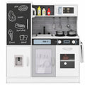Redsmile Pretend Play Kitchen Set for Kids 3+ Years, Toddler Kitchen Playset with Light-Up Stove, Sound Water Dispenser, Dishwasher, Oven, Chalkboard and Utensils, Christmas Gift, Silver