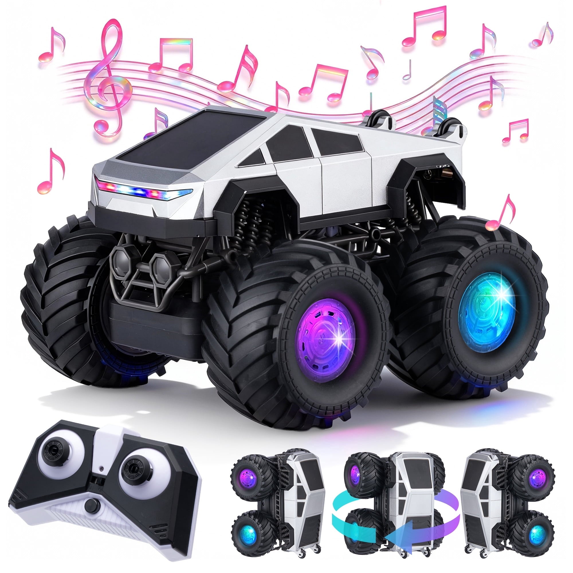 Redsmile Remote Control Car,2.4GHz Amphibious RC Cars,1:18 Waterproof Cyber Truck with LED Lights,360¡ã Rotatable Monster Truck Toys