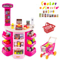 Redsmile Supermarket Playset for Kids 76 PCS Pretend Play Grocery Store Set with Shopping Cart, Pink