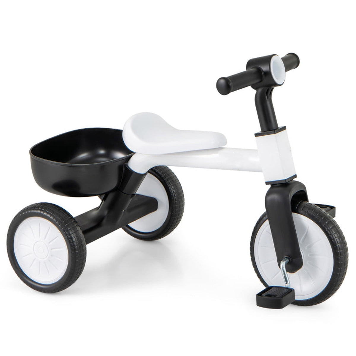 Redsmile Toddler Tricycle for 2-4 Year Olds, Convertible Trike with 86 Degree Limited Steering and Storage Basket, Kids First Trike, White