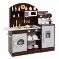 Redsmile Wooden Kids Kitchen Set for Toddlers 3+ Years, Pretend Play Kitchen with Coffee Maker, Ice Maker and 27 Accessories, Toddler Kitchen Playset with Ample Storage, Christmas Gift, Coffee