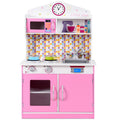 Redsmile Wooden Play Kitchen for Kids, Pretend Cooking Playset with Cookware Accessories, Toddler Kitchen Toy, Pink