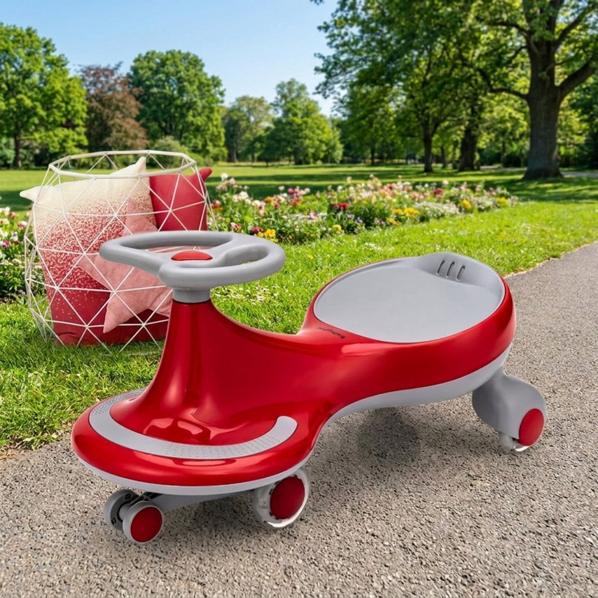 Redsmile Wiggle Car Ride On Toy for Toddlers and Kids Ages 2 and Up, Kids Wiggle Car with Flashing PU Wheels and No Batteries Needed, Twist Car Holds 110 lbs, Red