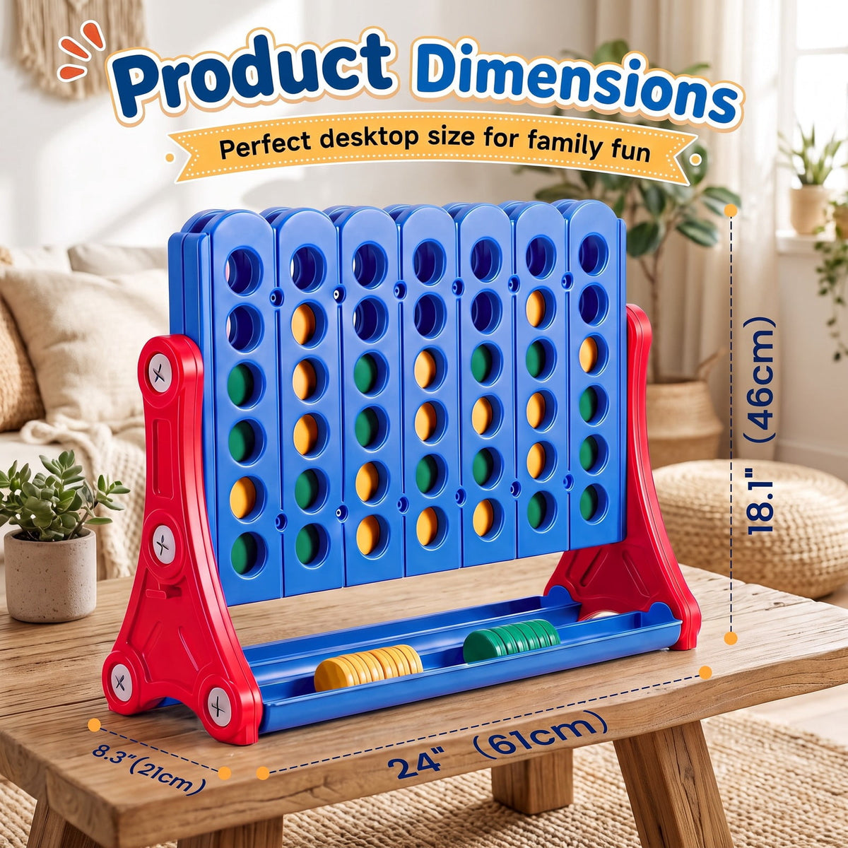 Redsmile 4 in a Row Game with 42 Chips and Carry Bag, Tabletop Strategy Game for Family Game Nights and Outdoor Parties