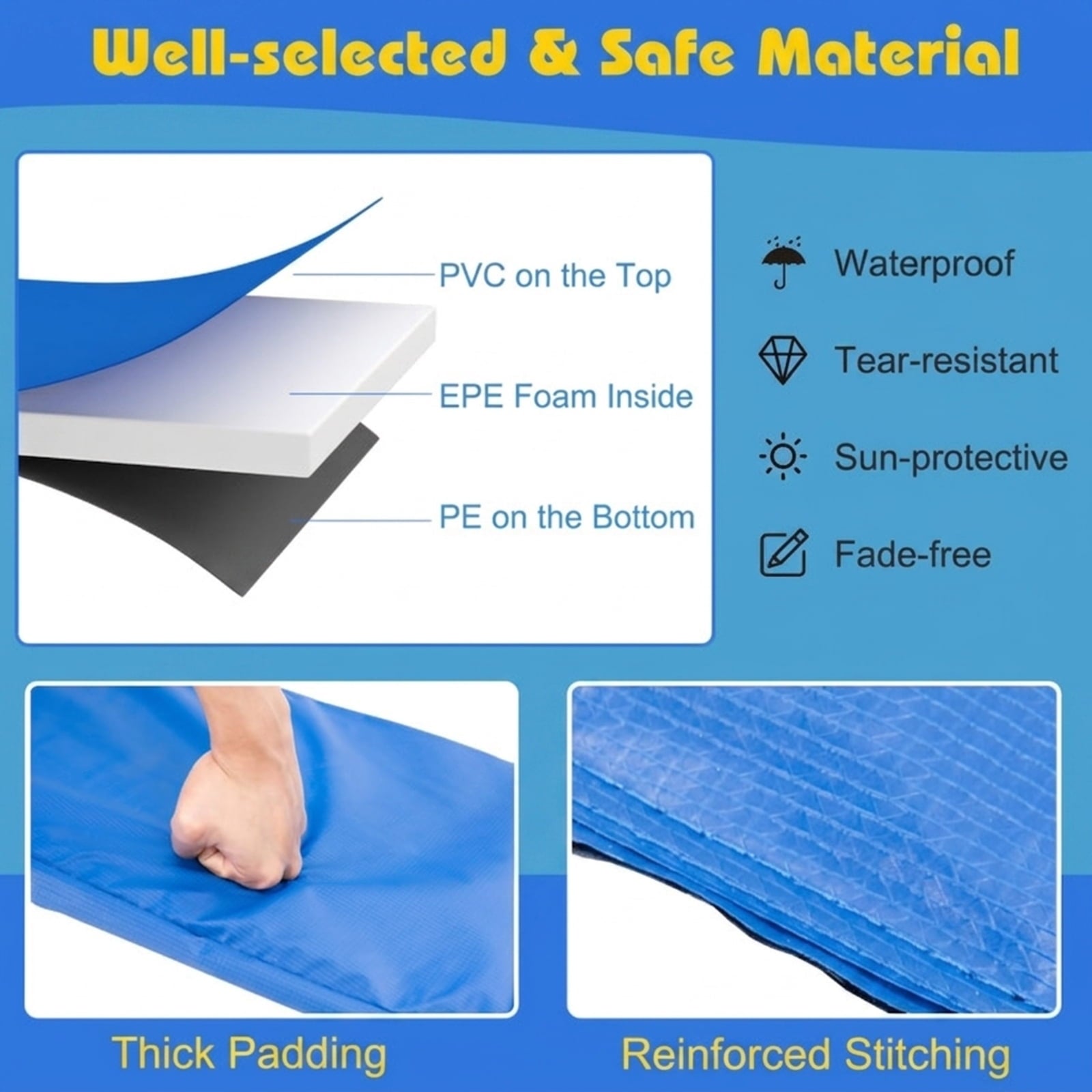 Redsmile 14 Feet Trampoline Pad Replacement Safety Pad with Fixing Straps, Multicolor