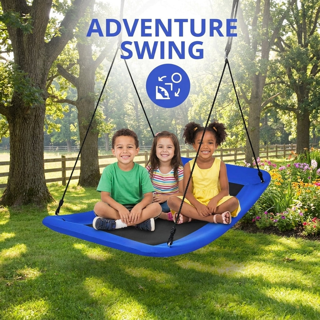 Redsmile Platform Tree Swing for Kids and Adults, 60 Inch Giant Saucer Tree Swing with Adjustable Ropes, 700 lb Outdoor Backyard Swing, Blue